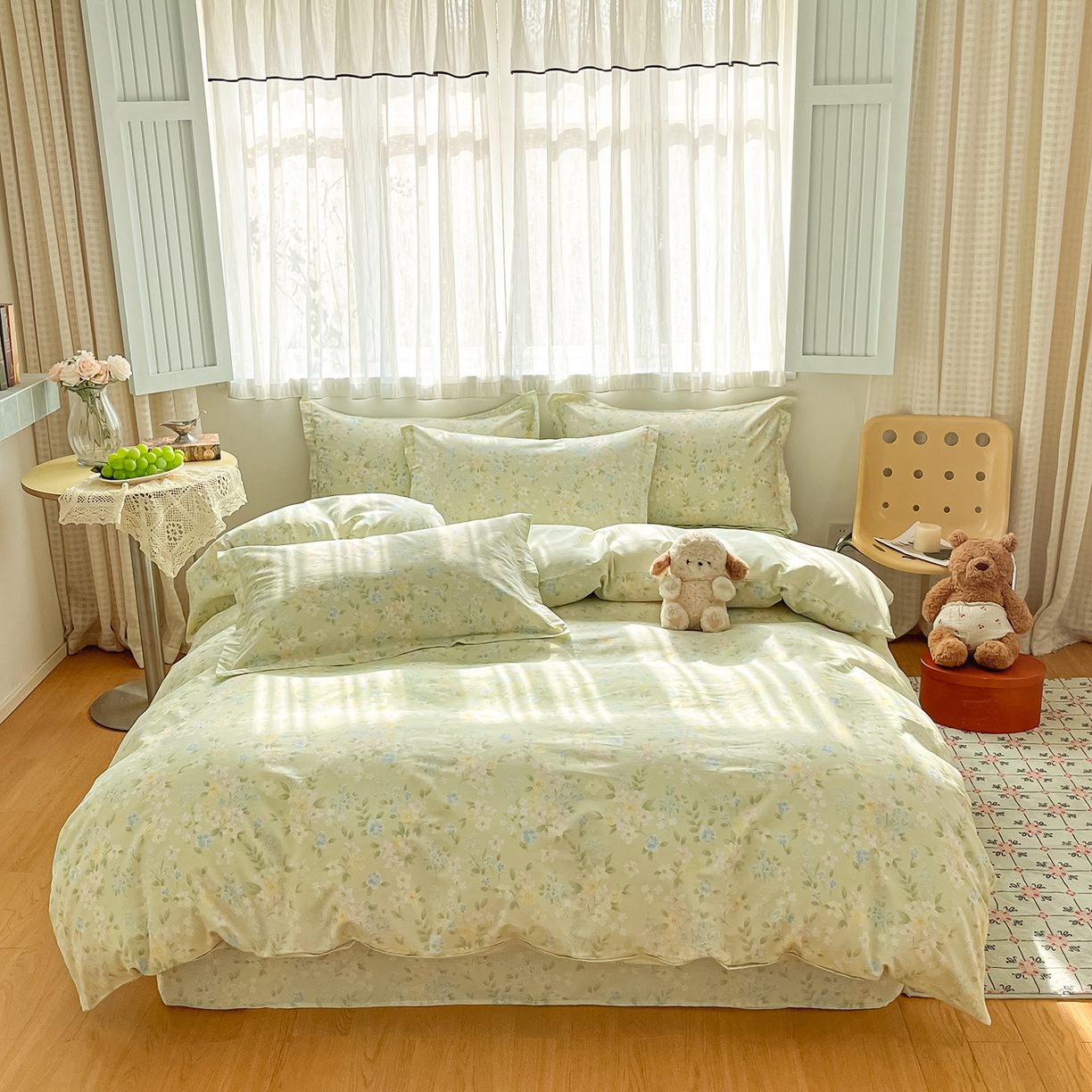 91家纺网 家纺一手货源 找家纺 女子家纺 2026新款全棉纯棉印花单品系列花卉款四件套 徐徐花开