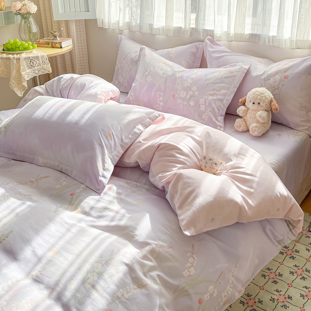 91家纺网 家纺一手货源 找家纺 女子家纺 2026新款全棉纯棉印花单品系列花卉款四件套 普罗旺斯