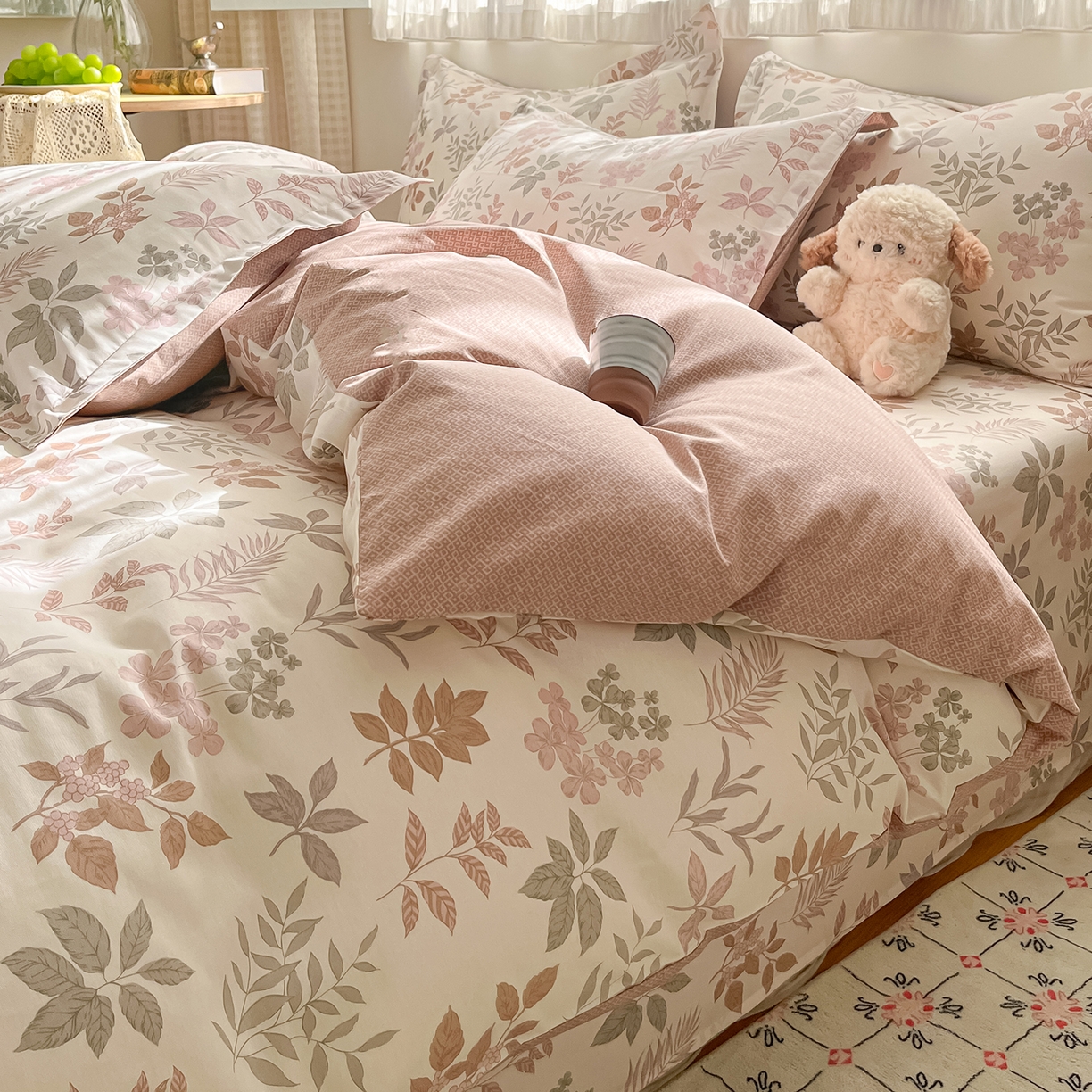 91家纺网 家纺一手货源 找家纺 女子家纺 2026新款全棉纯棉印花单品系列花卉款四件套 洛克庄园红