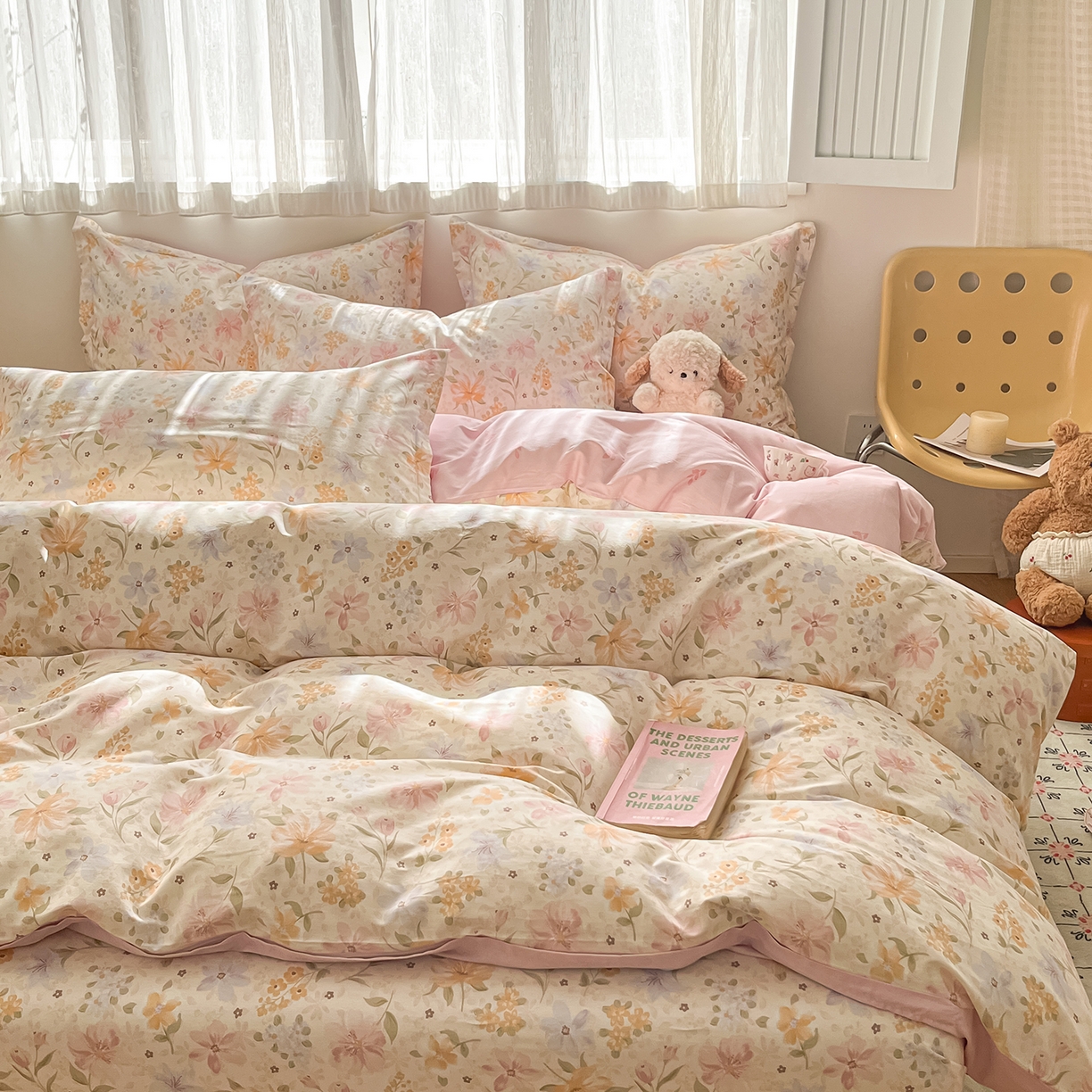 91家纺网 家纺一手货源 找家纺 女子家纺 2026新款全棉纯棉印花单品系列花卉款四件套 苏糖粉