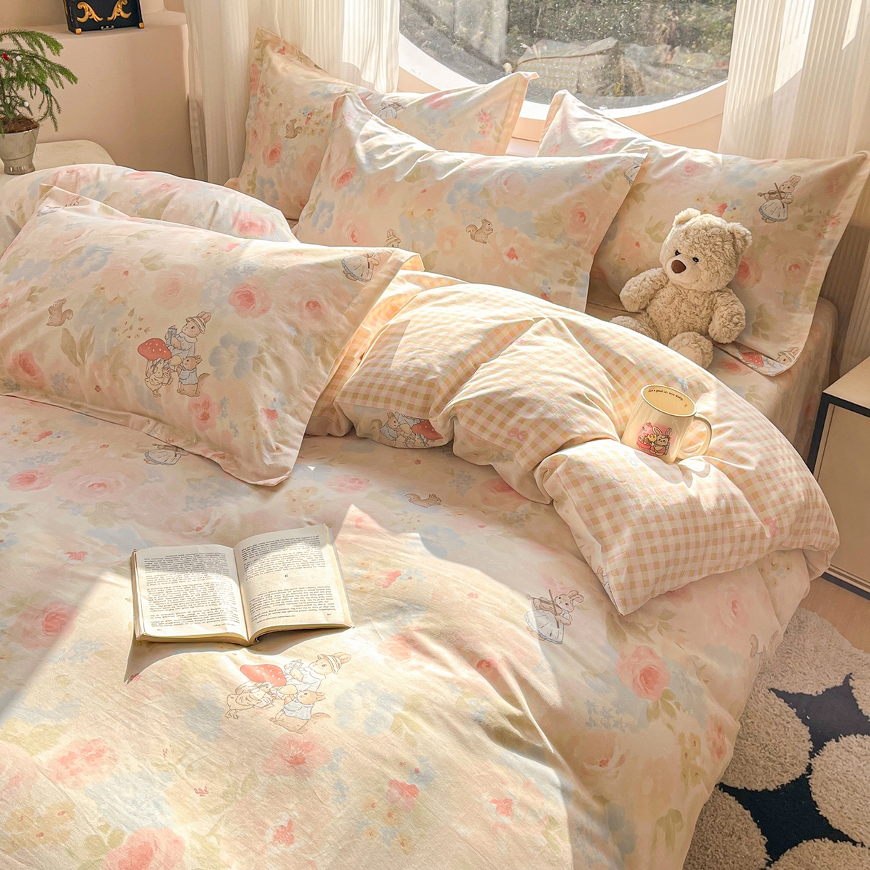 91家纺网 家纺一手货源 找家纺 女子家纺 2026新款全棉纯棉印花单品系列花卉款四件套 油画弦音