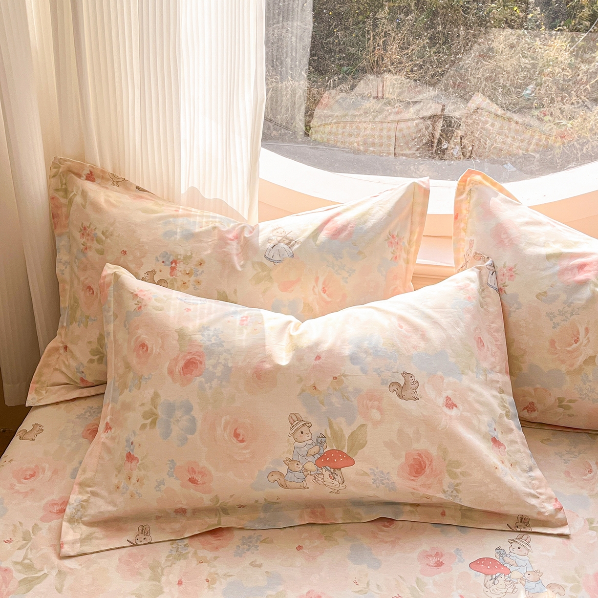 91家纺网 家纺一手货源 找家纺 女子家纺 2026新款全棉纯棉印花单品系列花卉款四件套 油画弦音