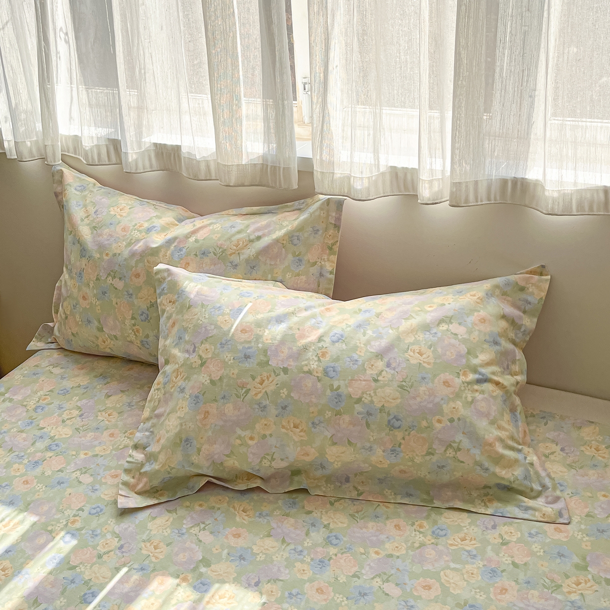 91家纺网 家纺一手货源 找家纺 女子家纺 2026新款全棉纯棉印花单品系列花卉款四件套 栀子花语