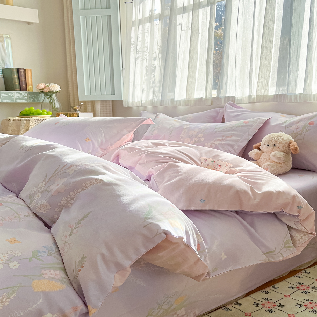 91家纺网 家纺一手货源 找家纺 女子家纺 2026新款全棉纯棉印花单品系列花卉款四件套 普罗旺斯