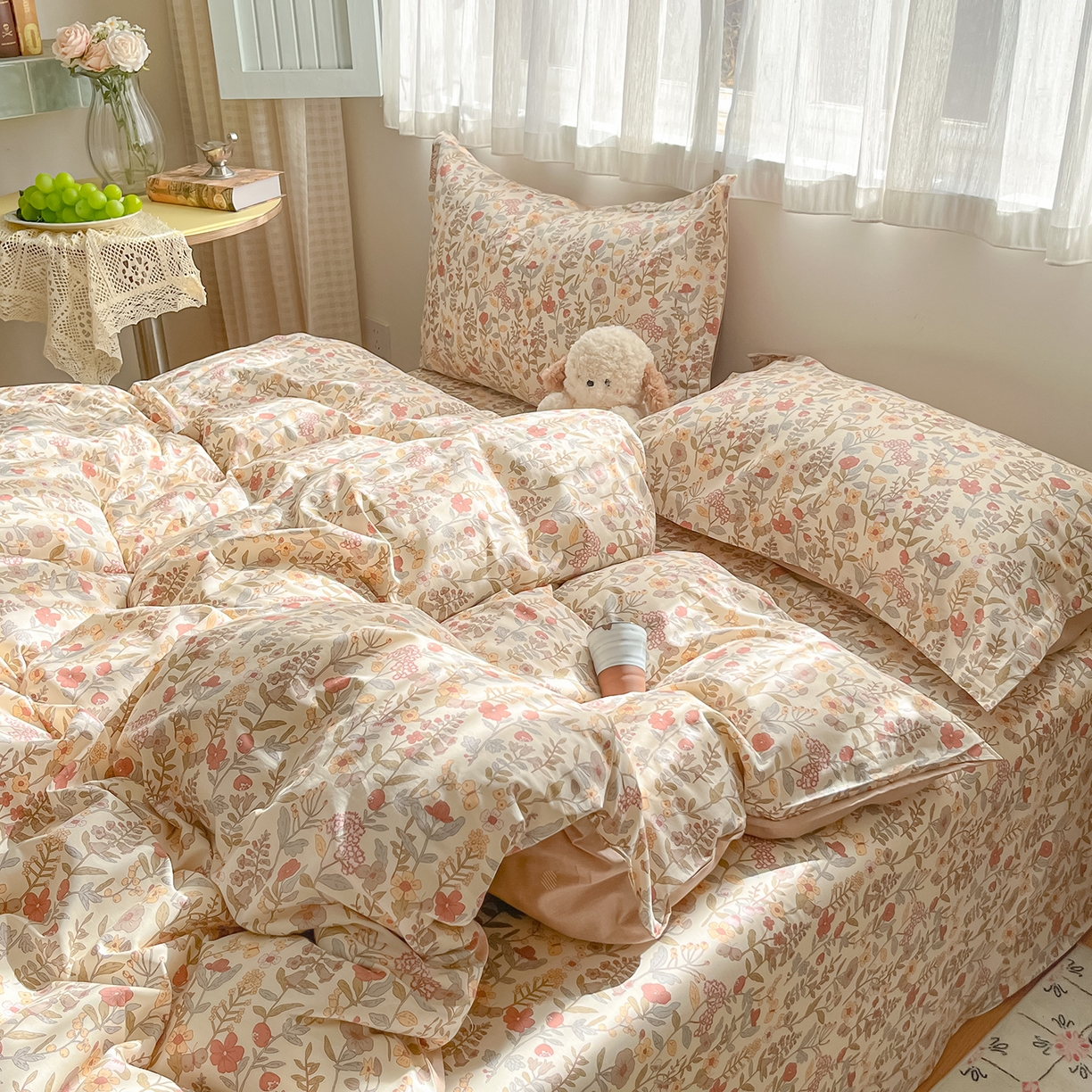 91家纺网 家纺一手货源 找家纺 女子家纺 2026新款全棉纯棉印花单品系列花卉款四件套 京都花园