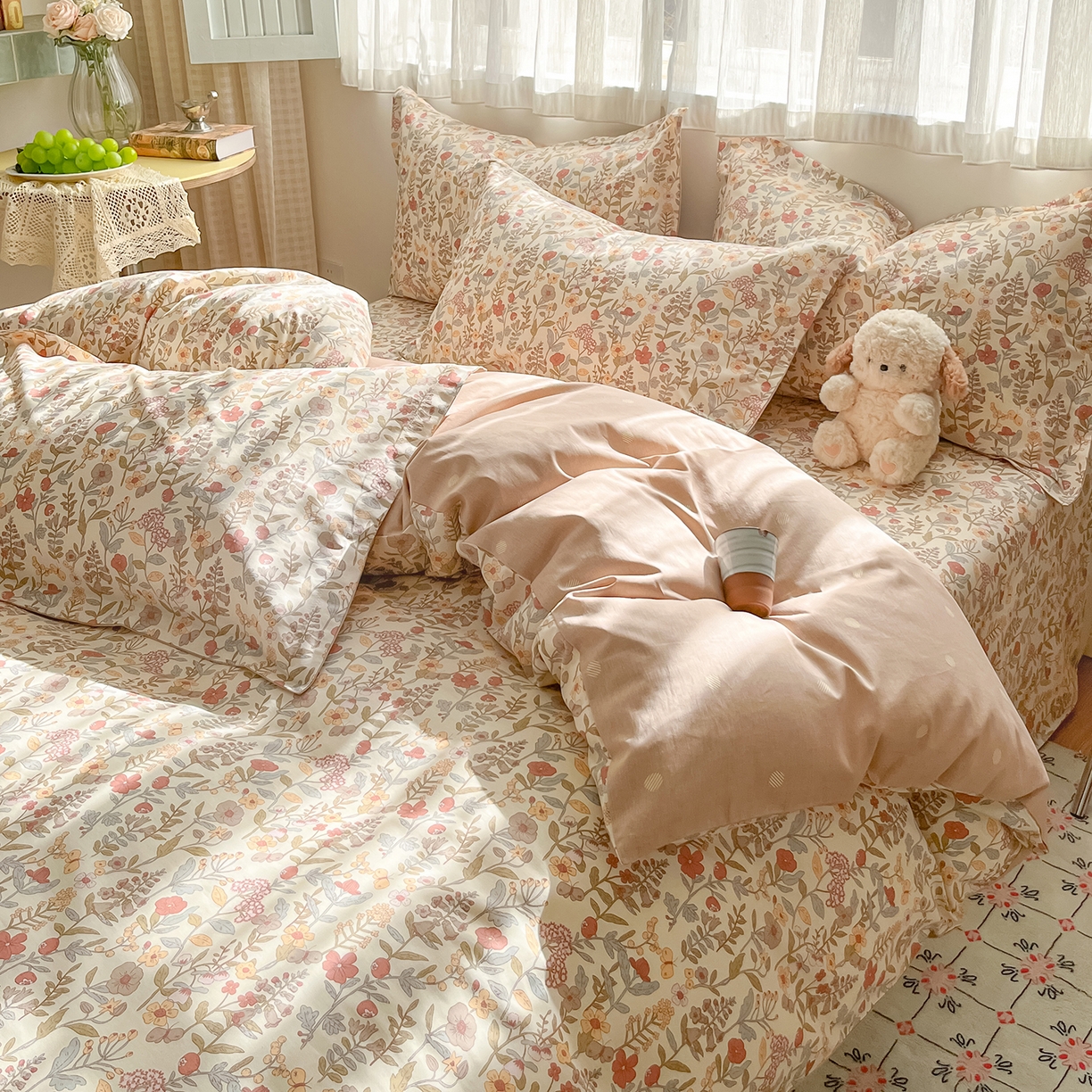 91家纺网 家纺一手货源 找家纺 女子家纺 2026新款全棉纯棉印花单品系列花卉款四件套 京都花园