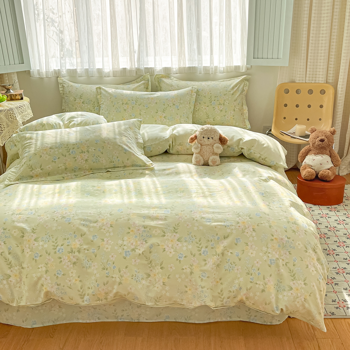 91家纺网 家纺一手货源 找家纺 女子家纺 2026新款全棉纯棉印花单品系列花卉款四件套 徐徐花开