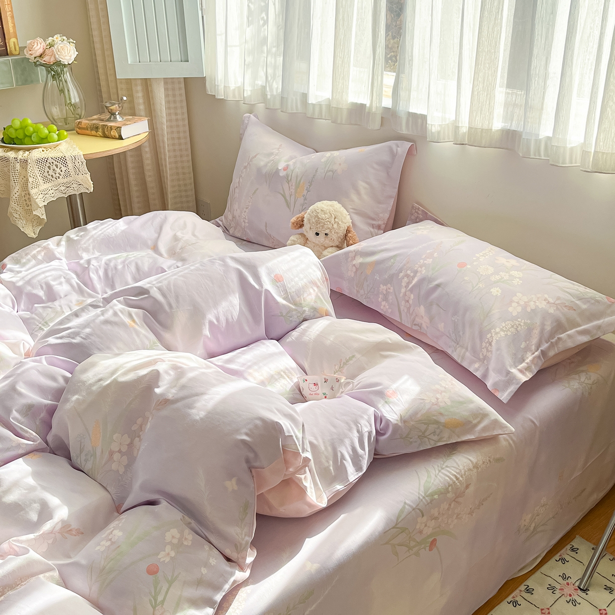 91家纺网 家纺一手货源 找家纺 女子家纺 2026新款全棉纯棉印花单品系列花卉款四件套 普罗旺斯