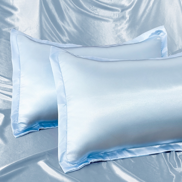 91家纺网 家纺一手货源 找家纺 永旺家纺 2026新款水洗冰丝纯色枕套单品枕套枕套单件 冰沁蓝