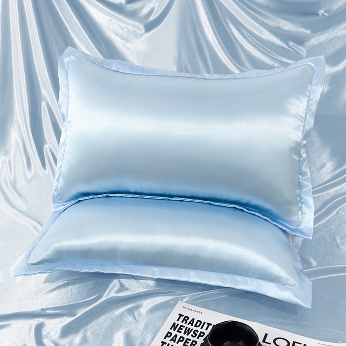 91家纺网 家纺一手货源 找家纺 永旺家纺 2026新款水洗冰丝纯色枕套单品枕套枕套单件 冰沁蓝