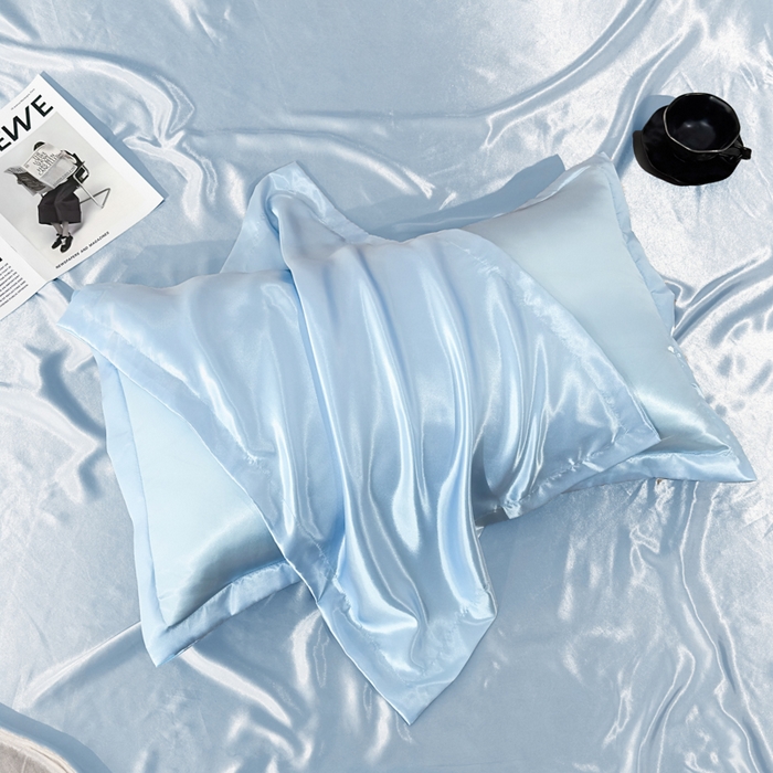 91家纺网 家纺一手货源 找家纺 永旺家纺 2026新款水洗冰丝纯色枕套单品枕套枕套单件 冰沁蓝