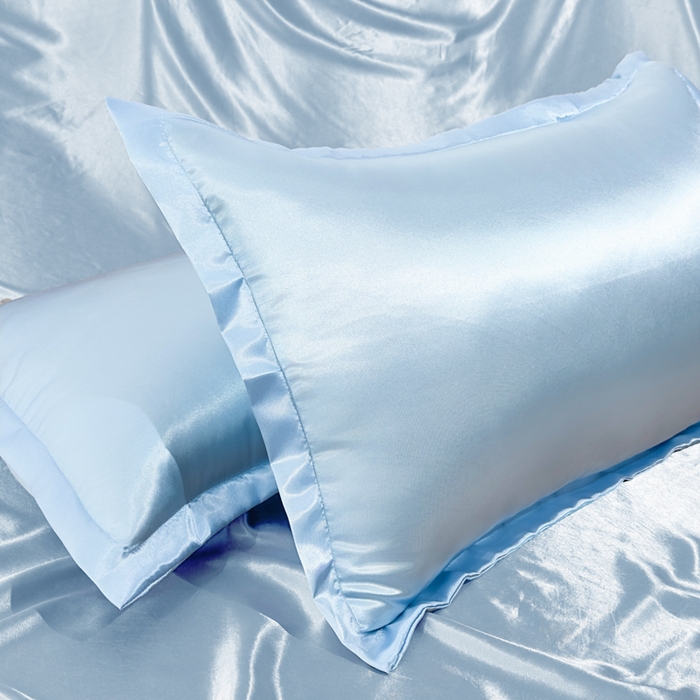 91家纺网 家纺一手货源 找家纺 永旺家纺 2026新款水洗冰丝纯色枕套单品枕套枕套单件 冰沁蓝