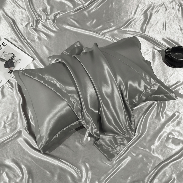 91家纺网 家纺一手货源 找家纺 永旺家纺 2026新款水洗冰丝纯色枕套单品枕套枕套单件 高级灰