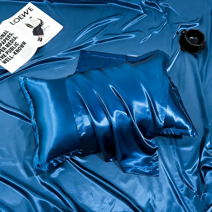 91家纺网 家纺一手货源 找家纺 永旺家纺 2026新款水洗冰丝纯色枕套单品枕套枕套单件 深海蓝