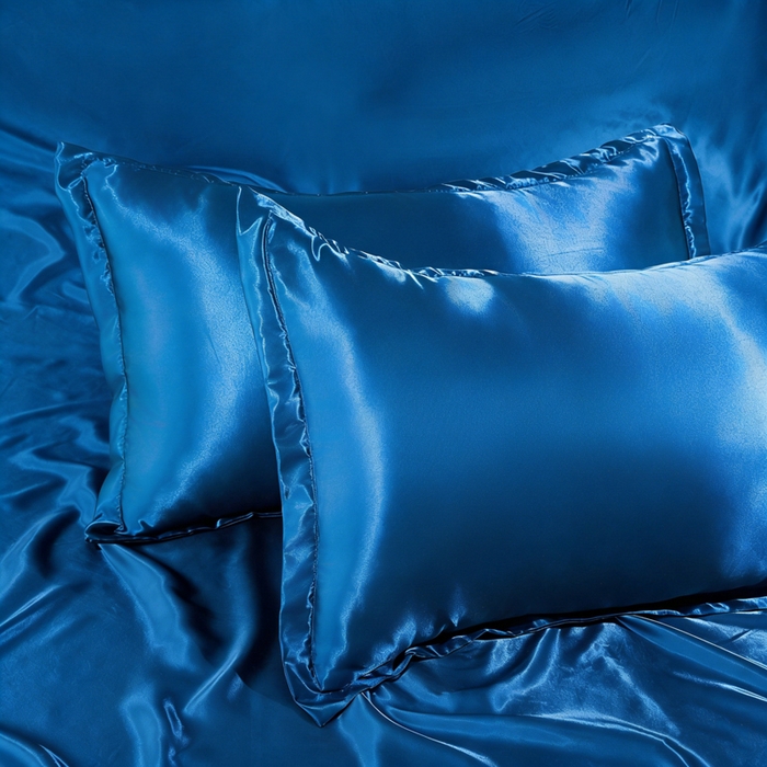 91家纺网 家纺一手货源 找家纺 永旺家纺 2026新款水洗冰丝纯色枕套单品枕套枕套单件 深海蓝