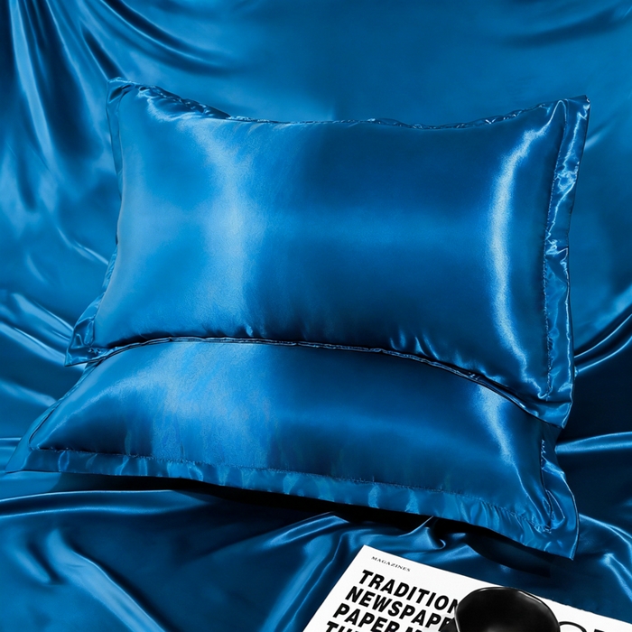 91家纺网 家纺一手货源 找家纺 永旺家纺 2026新款水洗冰丝纯色枕套单品枕套枕套单件 深海蓝