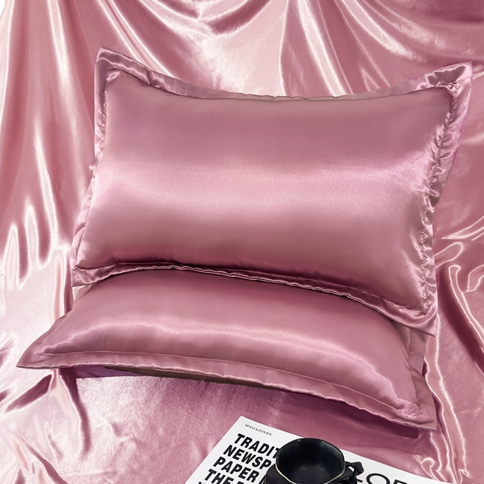 91家纺网 家纺一手货源 找家纺 永旺家纺 2026新款水洗冰丝纯色枕套单品枕套枕套单件 粉豆沙