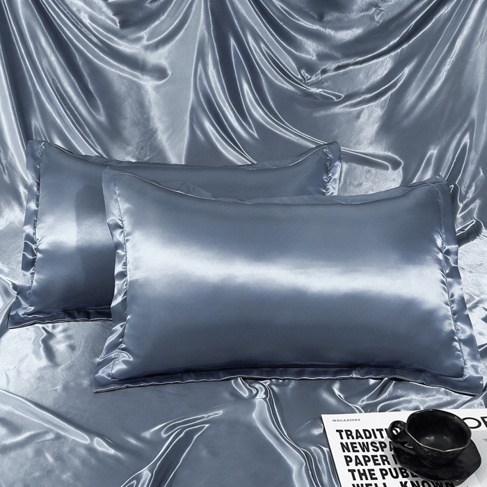 91家纺网 家纺一手货源 找家纺 永旺家纺 2026新款水洗冰丝纯色枕套单品枕套枕套单件 雾霾蓝