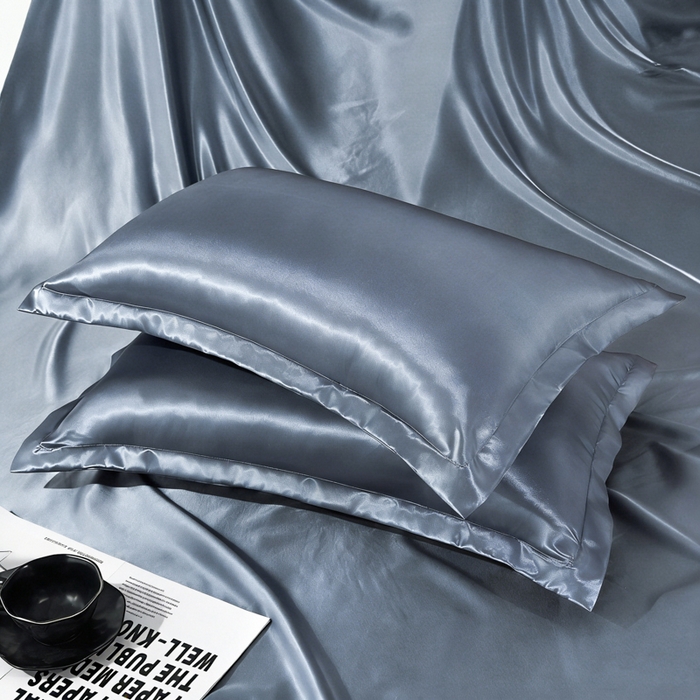 91家纺网 家纺一手货源 找家纺 永旺家纺 2026新款水洗冰丝纯色枕套单品枕套枕套单件 雾霾蓝