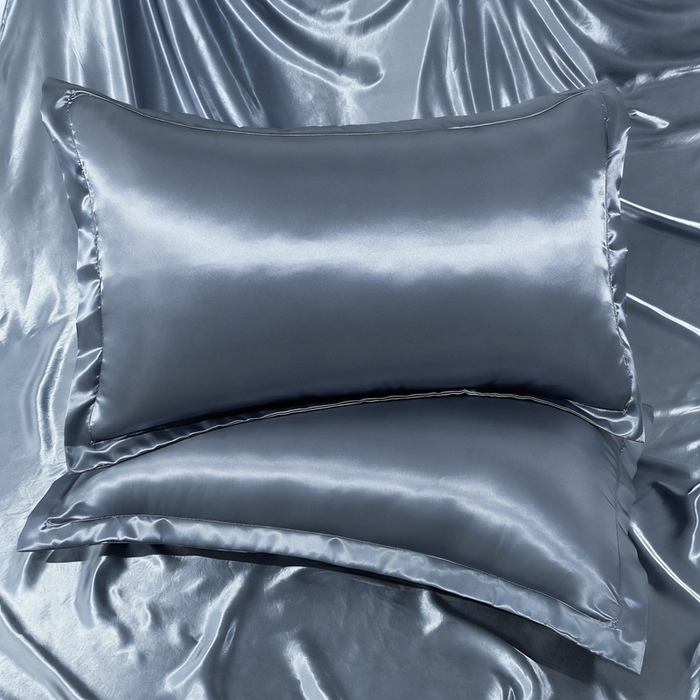 91家纺网 家纺一手货源 找家纺 永旺家纺 2026新款水洗冰丝纯色枕套单品枕套枕套单件 雾霾蓝