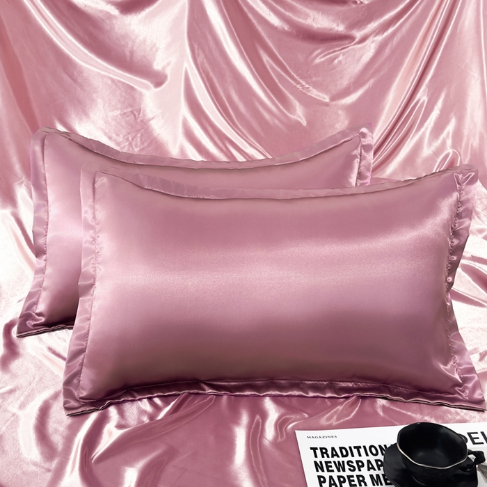 91家纺网 家纺一手货源 找家纺 永旺家纺 2026新款水洗冰丝纯色枕套单品枕套枕套单件 粉豆沙