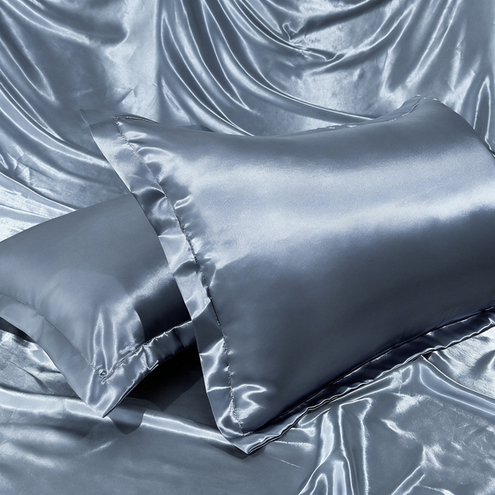 91家纺网 家纺一手货源 找家纺 永旺家纺 2026新款水洗冰丝纯色枕套单品枕套枕套单件 雾霾蓝