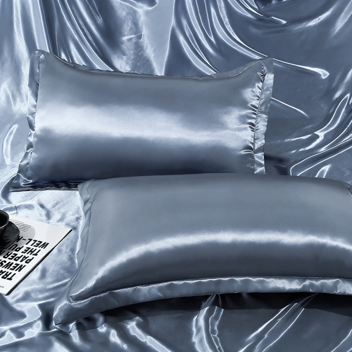 91家纺网 家纺一手货源 找家纺 永旺家纺 2026新款水洗冰丝纯色枕套单品枕套枕套单件 雾霾蓝