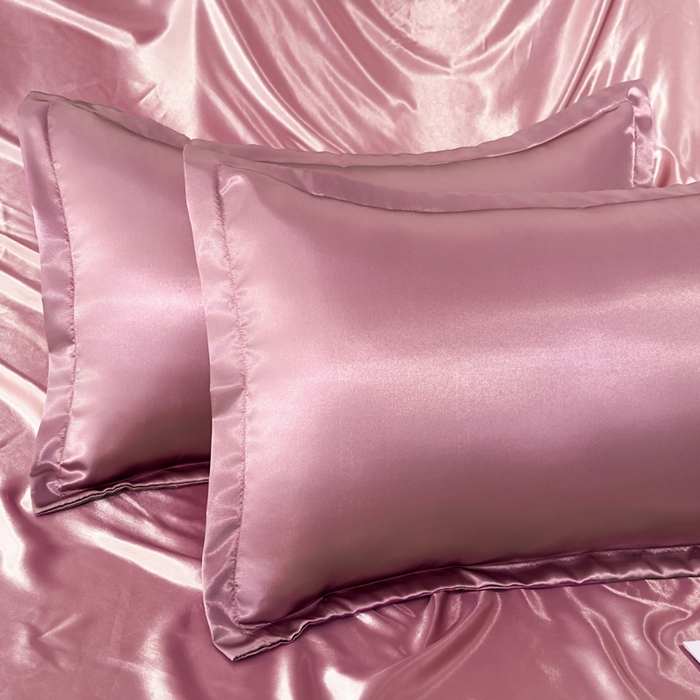 91家纺网 家纺一手货源 找家纺 永旺家纺 2026新款水洗冰丝纯色枕套单品枕套枕套单件 粉豆沙