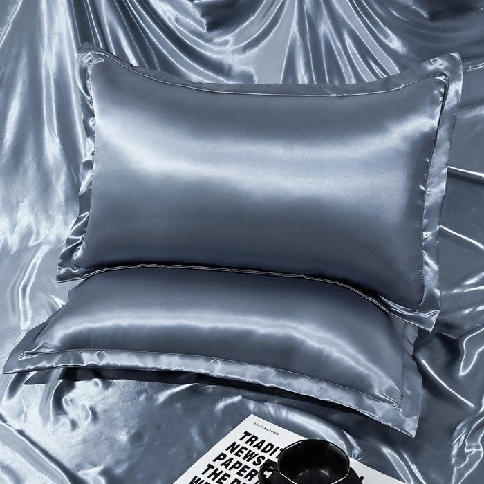 91家纺网 家纺一手货源 找家纺 永旺家纺 2026新款水洗冰丝纯色枕套单品枕套枕套单件 雾霾蓝