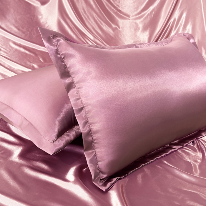 91家纺网 家纺一手货源 找家纺 永旺家纺 2026新款水洗冰丝纯色枕套单品枕套枕套单件 粉豆沙