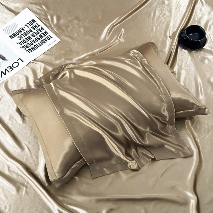 91家纺网 家纺一手货源 找家纺 永旺家纺 2026新款水洗冰丝纯色枕套单品枕套枕套单件 香槟金