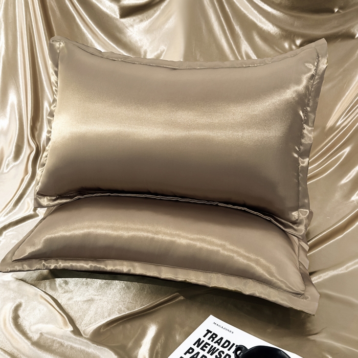 91家纺网 家纺一手货源 找家纺 永旺家纺 2026新款水洗冰丝纯色枕套单品枕套枕套单件 香槟金