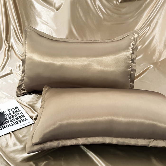 91家纺网 家纺一手货源 找家纺 永旺家纺 2026新款水洗冰丝纯色枕套单品枕套枕套单件 香槟金