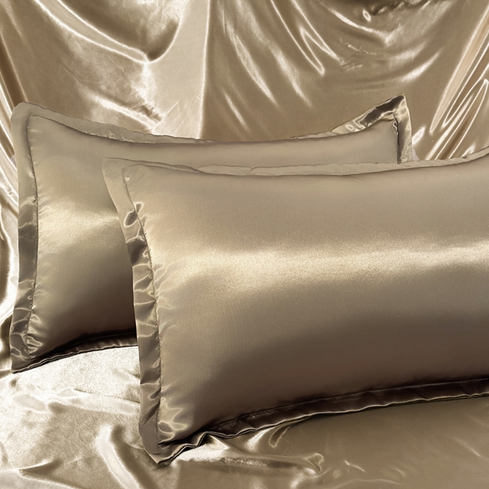 91家纺网 家纺一手货源 找家纺 永旺家纺 2026新款水洗冰丝纯色枕套单品枕套枕套单件 香槟金