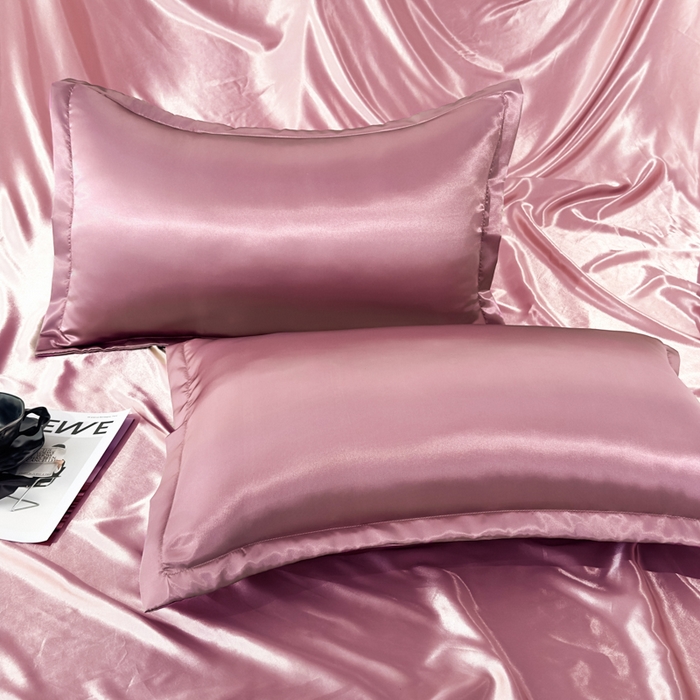 91家纺网 家纺一手货源 找家纺 永旺家纺 2026新款水洗冰丝纯色枕套单品枕套枕套单件 粉豆沙