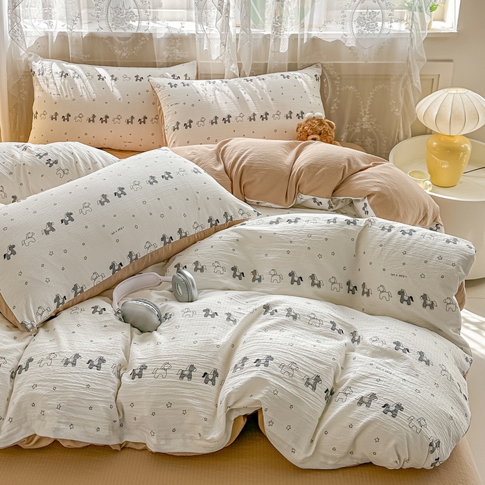 91家纺网 家纺一手货源 找家纺 （总）侯先生家纺新款直播爆款云感双层纱皱皱纱单被套小清新水洗棉