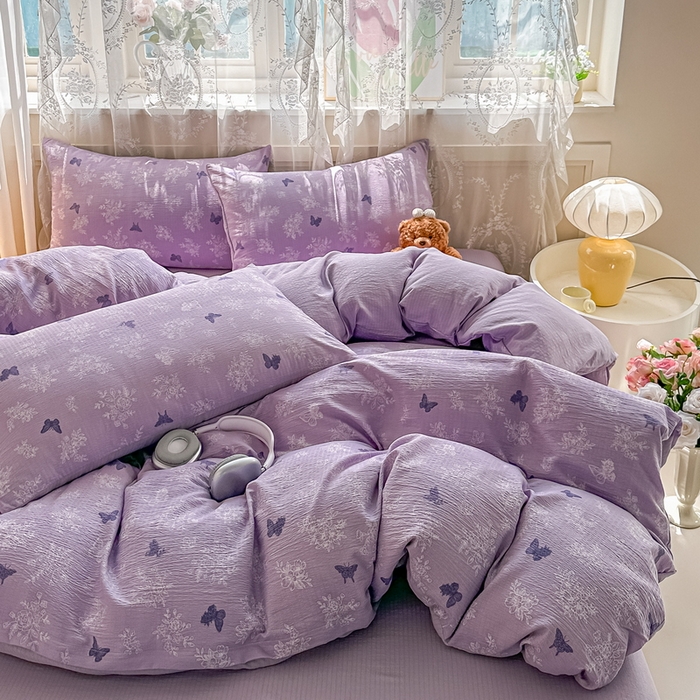 91家纺网 家纺一手货源 找家纺 （总）侯先生家纺新款直播爆款云感双层纱皱皱纱单被套小清新水洗棉