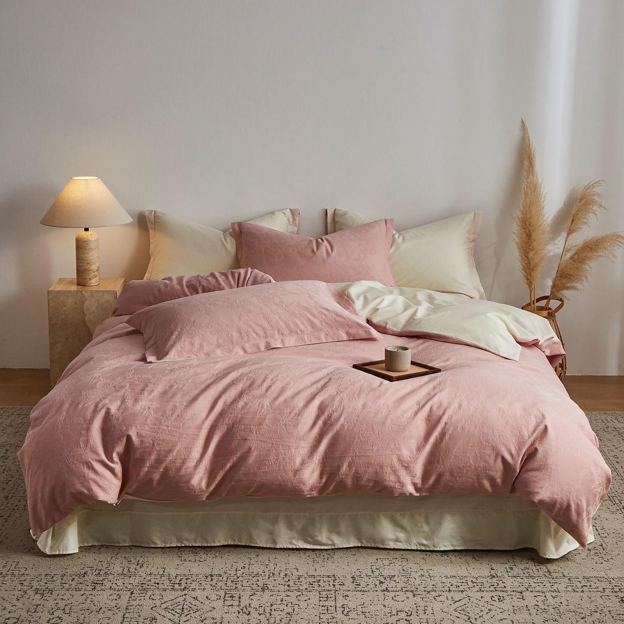 顾家家居 2026新款AB面全棉厚织提花四件套 安岚-桃夭