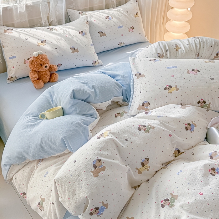 91家纺网 家纺一手货源 找家纺 （总）侯先生家纺新款直播爆款云感双层纱皱皱纱单被套小清新水洗棉