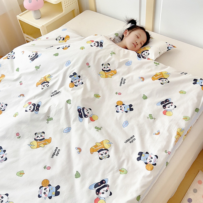 91家纺网 家纺一手货源 找家纺 萌朵防踢被 2025新款多用途全棉防踢被 飞车熊猫