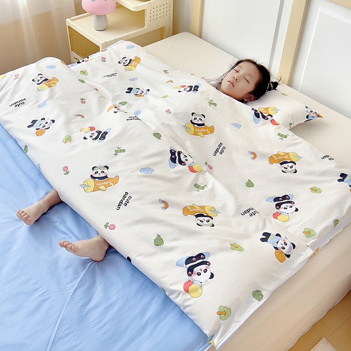 91家纺网 家纺一手货源 找家纺 萌朵防踢被 2025新款多用途全棉防踢被 飞车熊猫