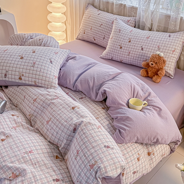 91家纺网 家纺一手货源 找家纺 （总）侯先生家纺新款直播爆款云感双层纱皱皱纱四件套小清新水洗棉床笠