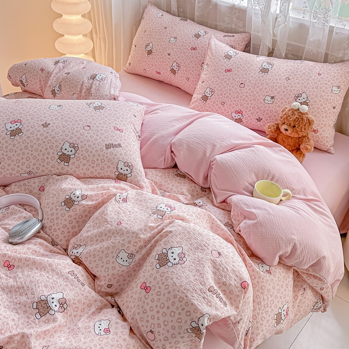 91家纺网 家纺一手货源 找家纺 （总）侯先生家纺新款直播爆款云感双层纱皱皱纱四件套小清新水洗棉床笠