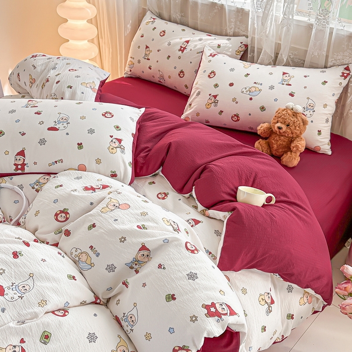 91家纺网 家纺一手货源 找家纺 （总）侯先生家纺新款直播爆款云感双层纱皱皱纱四件套小清新水洗棉床笠