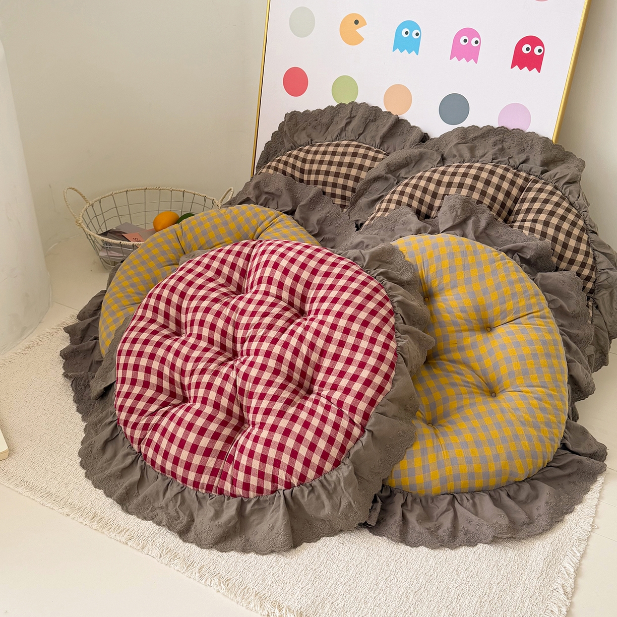 91家纺网 家纺一手货源 找家纺 （总）座享家 2026新款全棉色织大花边蒲团