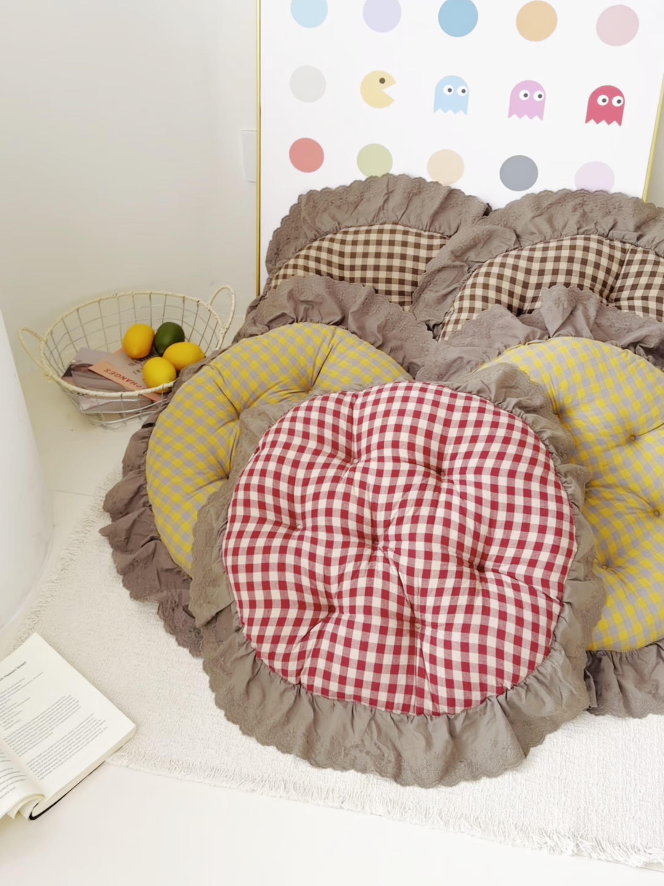 91家纺网 家纺一手货源 找家纺 座享家 2026新款全棉色织大花边蒲团 ⻩格