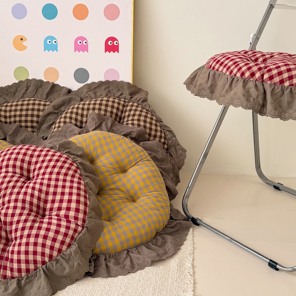 91家纺网 家纺一手货源 找家纺 座享家 2026新款全棉色织大花边蒲团 组合图仅供展示-不可下单