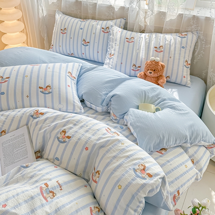 91家纺网 家纺一手货源 找家纺 侯先生家纺2026新款全棉色织水洗棉四件套格子爆款  量大价优 多伦多-粉