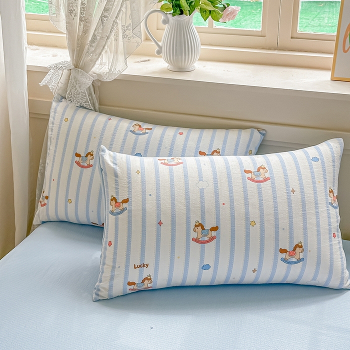 91家纺网 家纺一手货源 找家纺 （总）侯先生家纺新款直播爆款云感双层纱皱皱纱四件套小清新水洗棉床笠