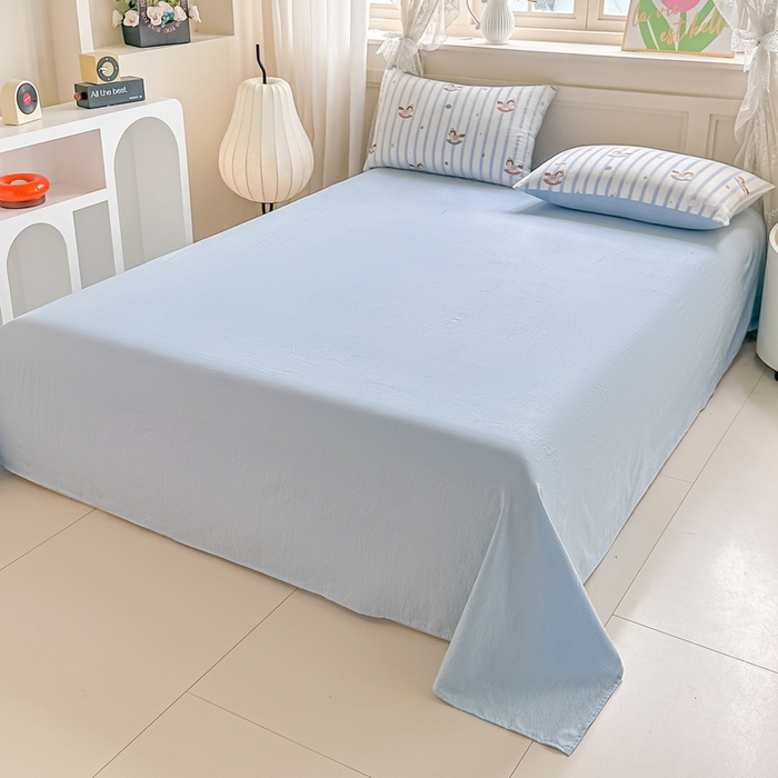 91家纺网 家纺一手货源 找家纺 （总）侯先生家纺新款直播爆款云感双层纱皱皱纱四件套小清新水洗棉床笠